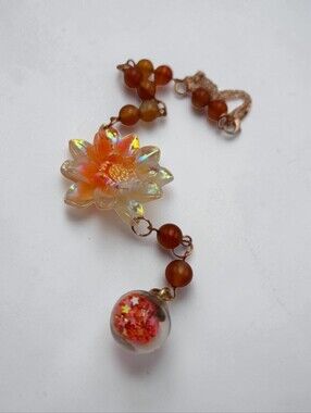 Handmade orange flower car charm
